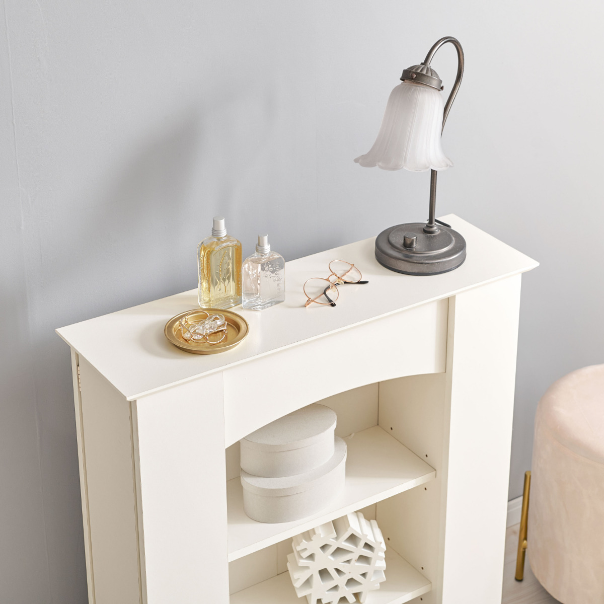 マントルピース 幅70cm 5段 可動棚 隠し収納 （ オープンラック 棚