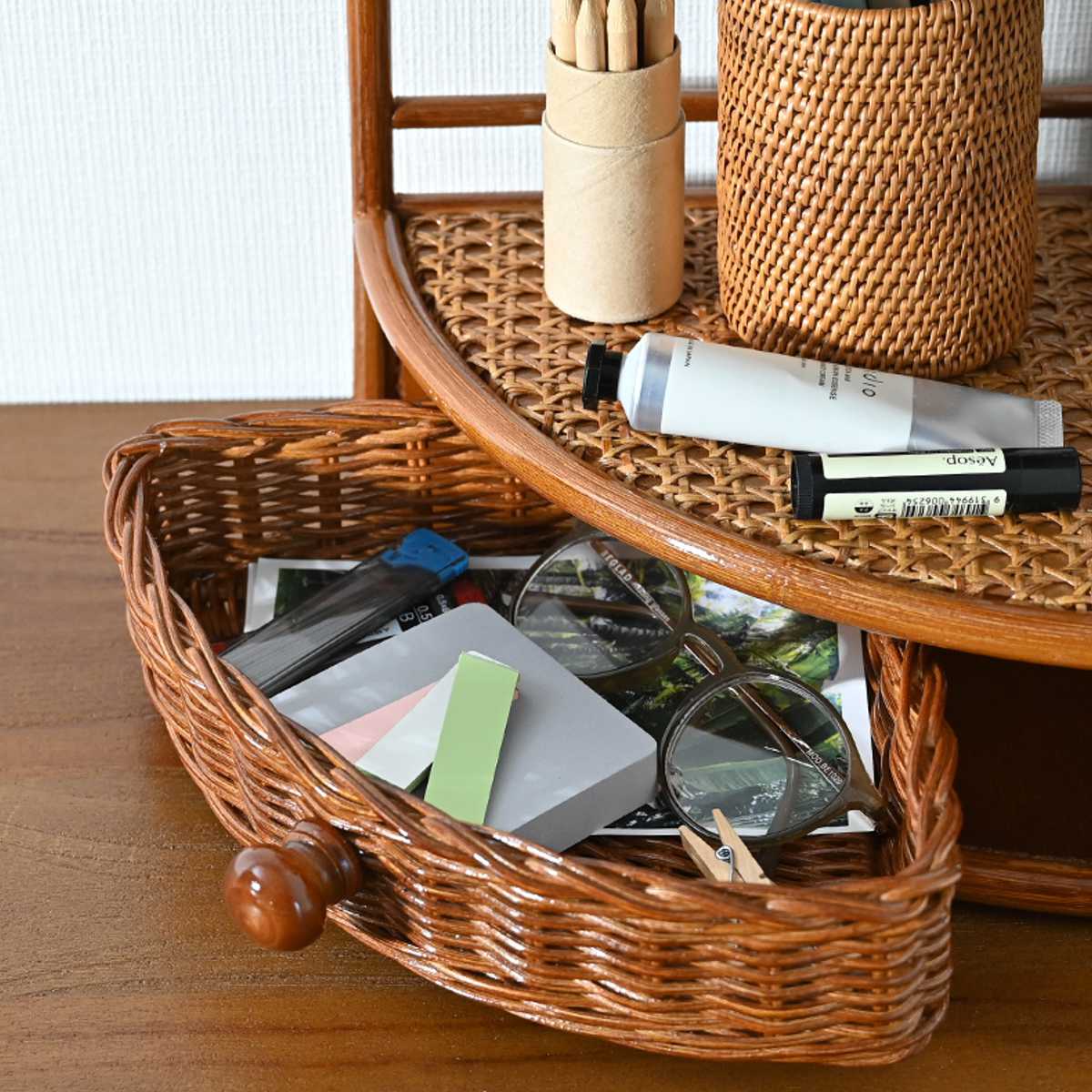 ミニラック 高さ32cm ラタン 軽量 天然木 （ ラタンラック ラック 収納