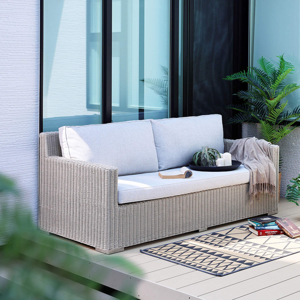 アウトドアソファ 3人掛け PPロープ クッション付 Garden （ 開梱設置