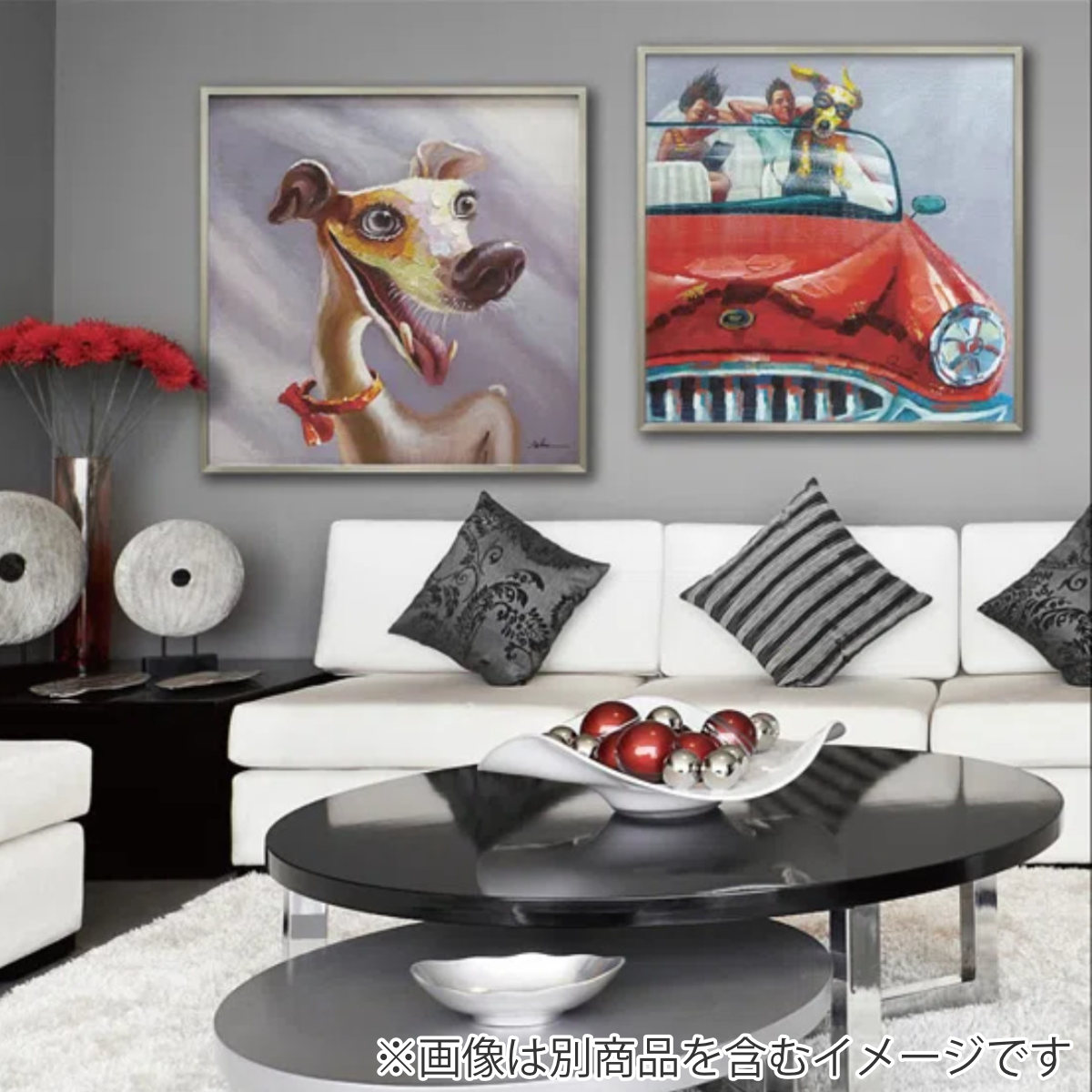 アートパネル オイルペイントアート 『ドッグ ドライブ』 83×83cm