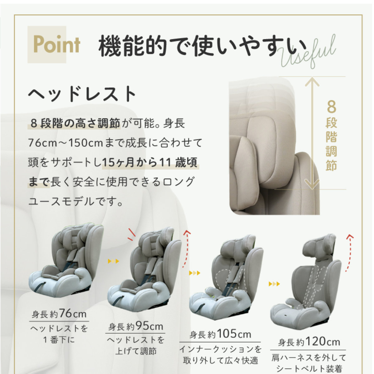 チャイルドシート ジュニアシート ISOFIX 身長 76cm〜150cm （ 新安全