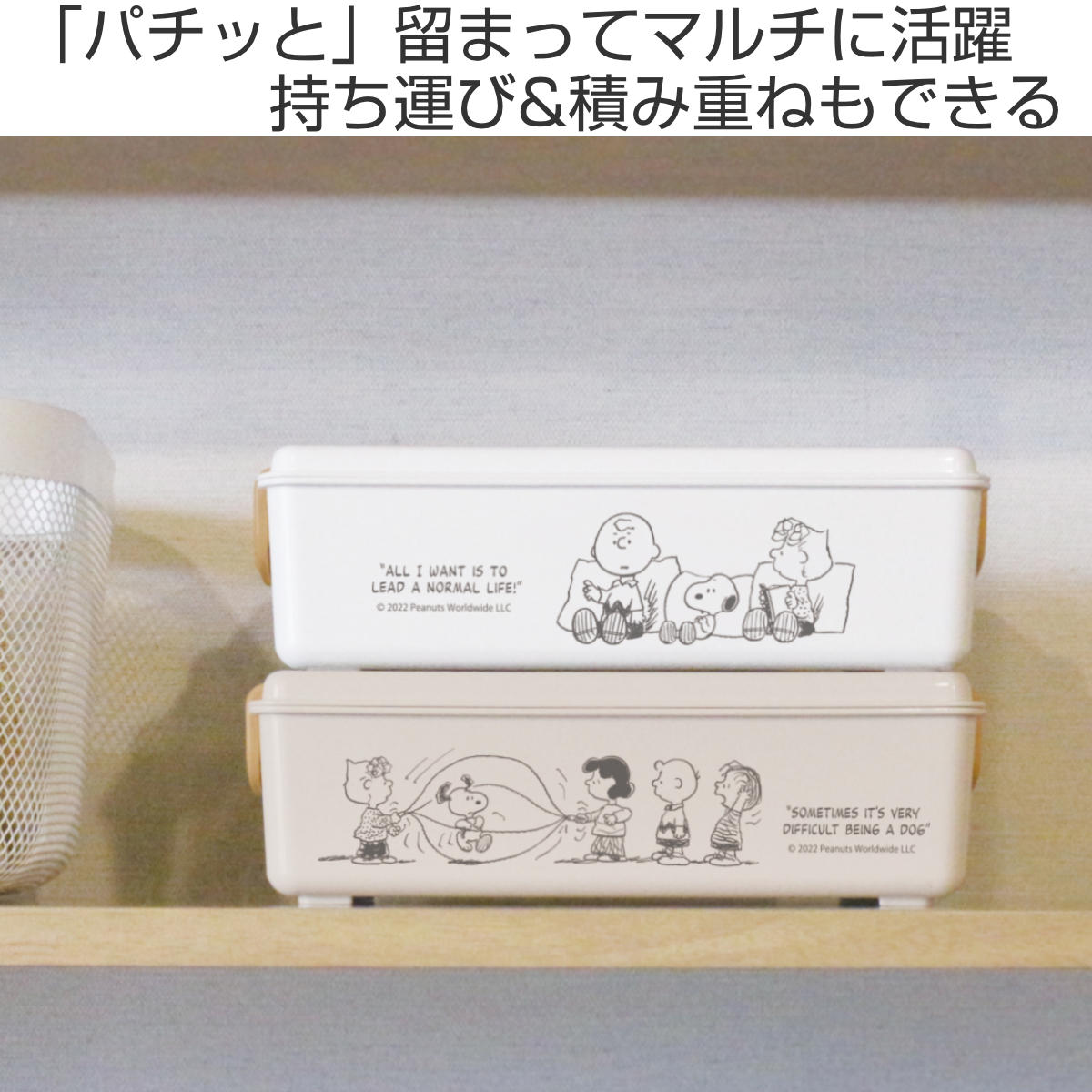 錦化成 収納ボックス スヌーピー パチットBOX ふた付き （ 収納ケース