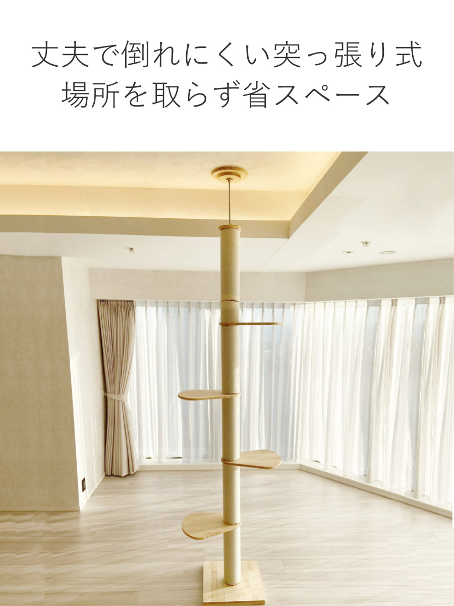 キャットタワー ねこぞく ブーレ 木製 突っ張り スリム （ キャット