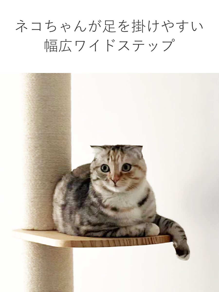 キャットタワー ねこぞく ブーレ 木製 突っ張り スリム （ キャット