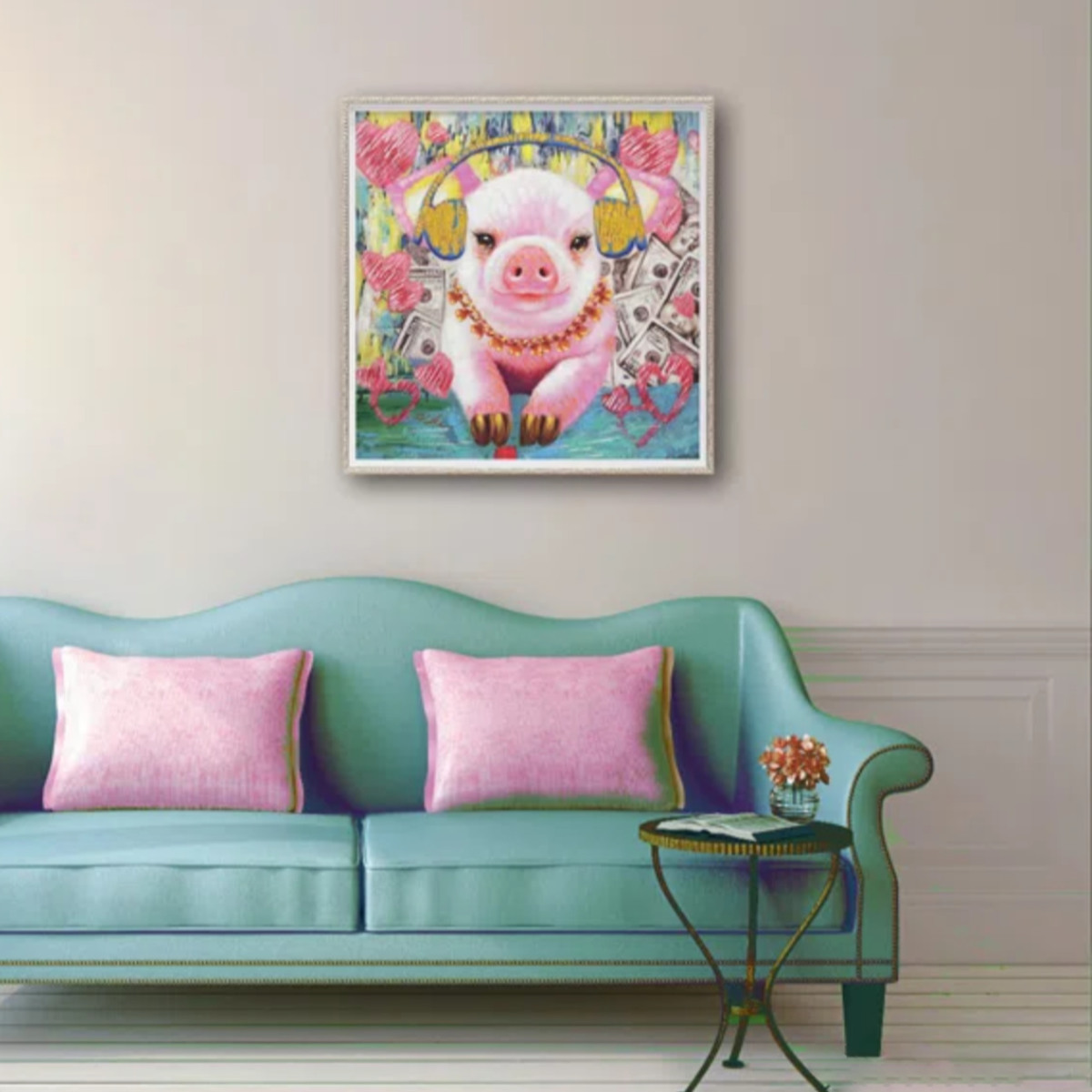 フラワーエレファント90x120cm タッチドピクチャー - アート