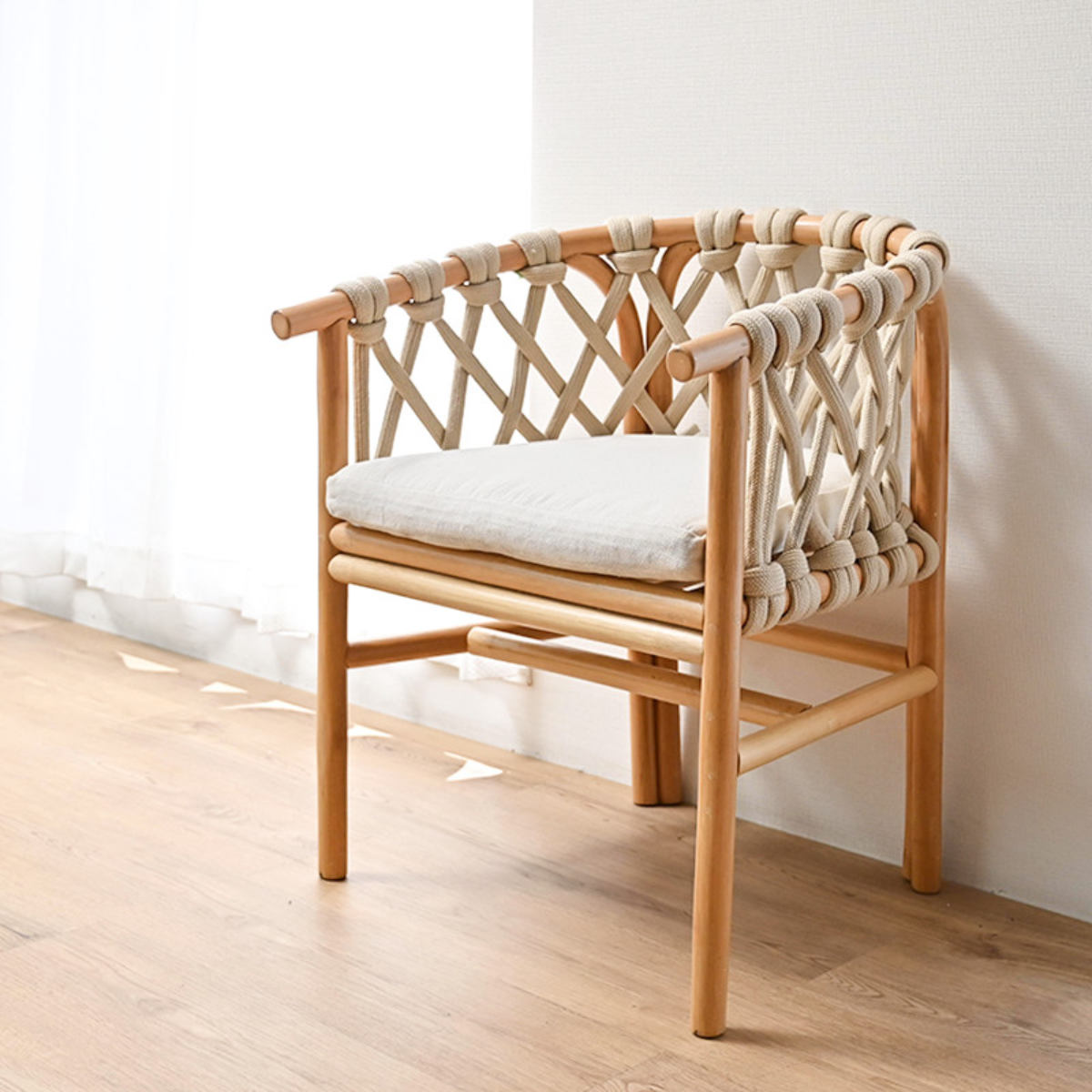 ロープチェア ラタン 座面高45cm クッション付 Breeze （ ラタン