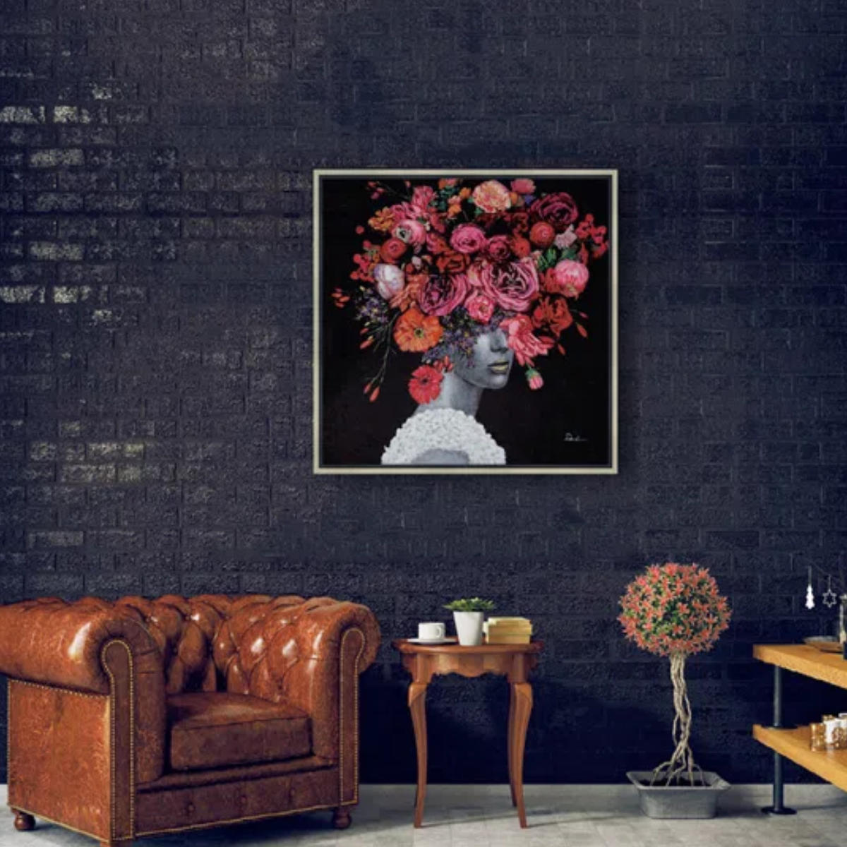 オイル ペイント アート「ローズ ウーマン」 （ 絵画 絵 アート