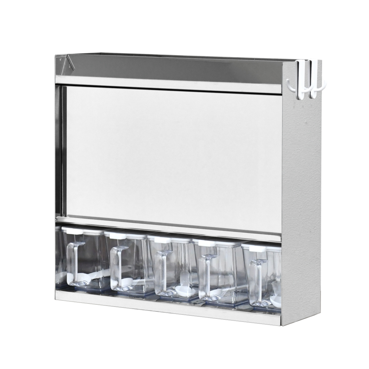 調味料ラック フラップ扉のステンレススパイスラック 調味料ポット 5個