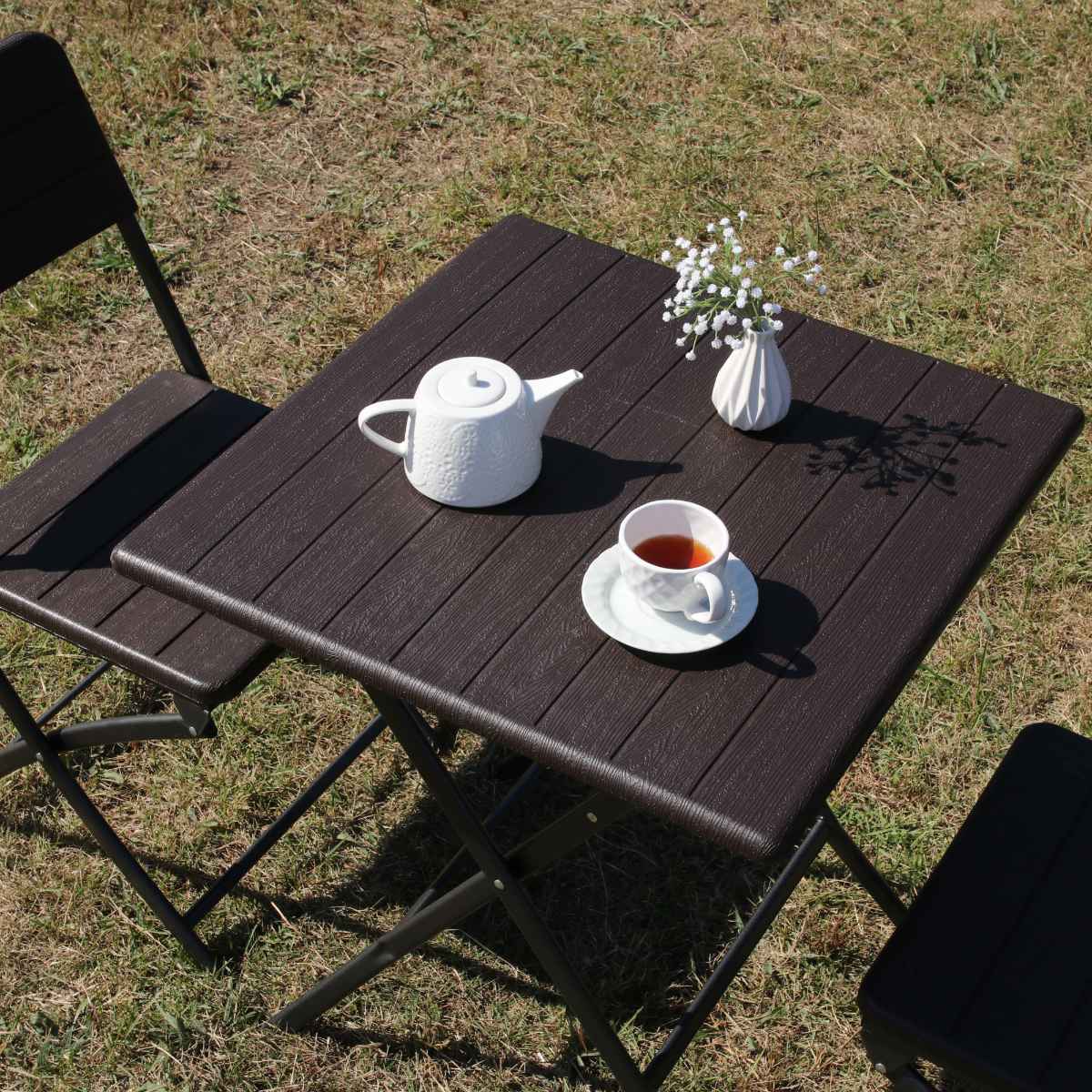 不二貿易（Fuji Boeki） テーブル＆チェア 3点セット ラタン調 木目調