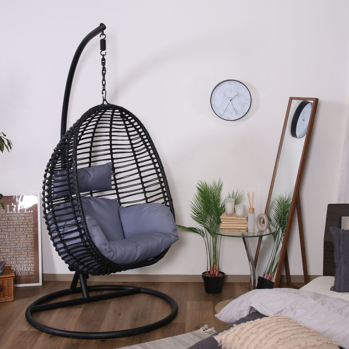 不二貿易（Fuji Boeki） ハンギングチェア たまご型 クッション付