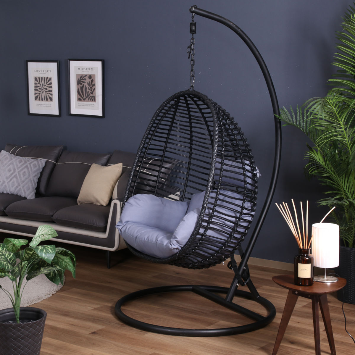 不二貿易（Fuji Boeki） ハンギングチェア たまご型 クッション付