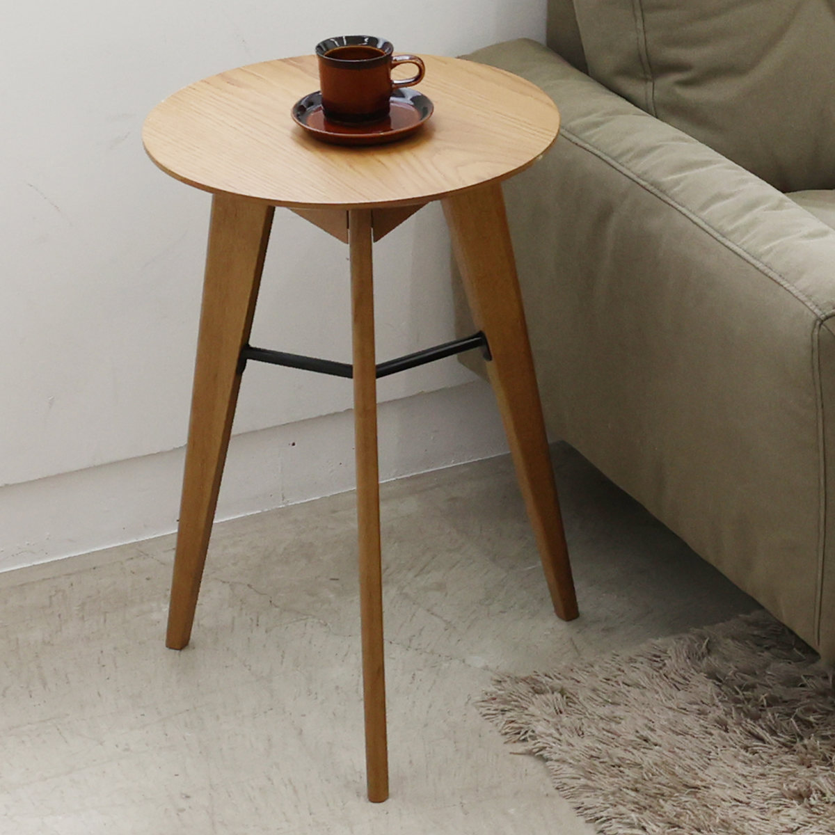 サイドテーブル 円型 直径38cm 高さ59cm ソフトヴィンテージ風 Rasic