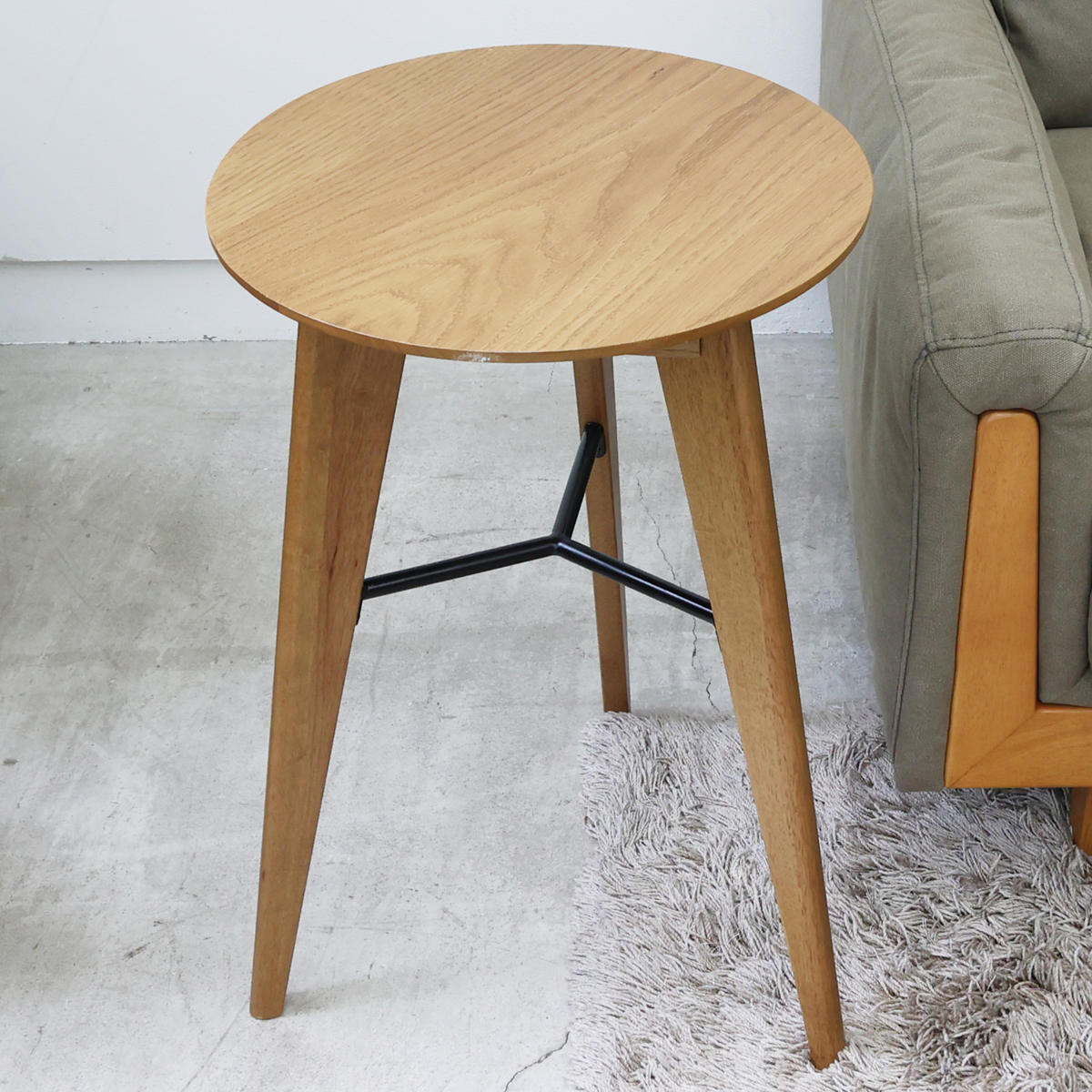 サイドテーブル 円型 直径38cm 高さ59cm ソフトヴィンテージ風 Rasic