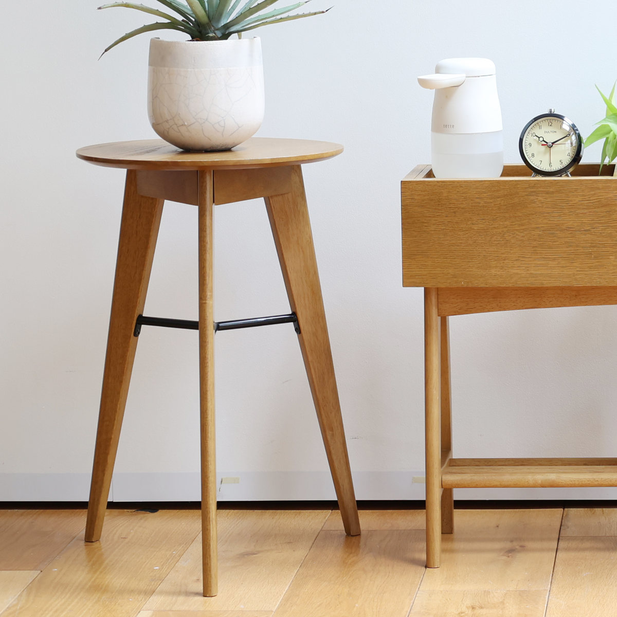 サイドテーブル 円型 直径38cm 高さ59cm ソフトヴィンテージ風 Rasic