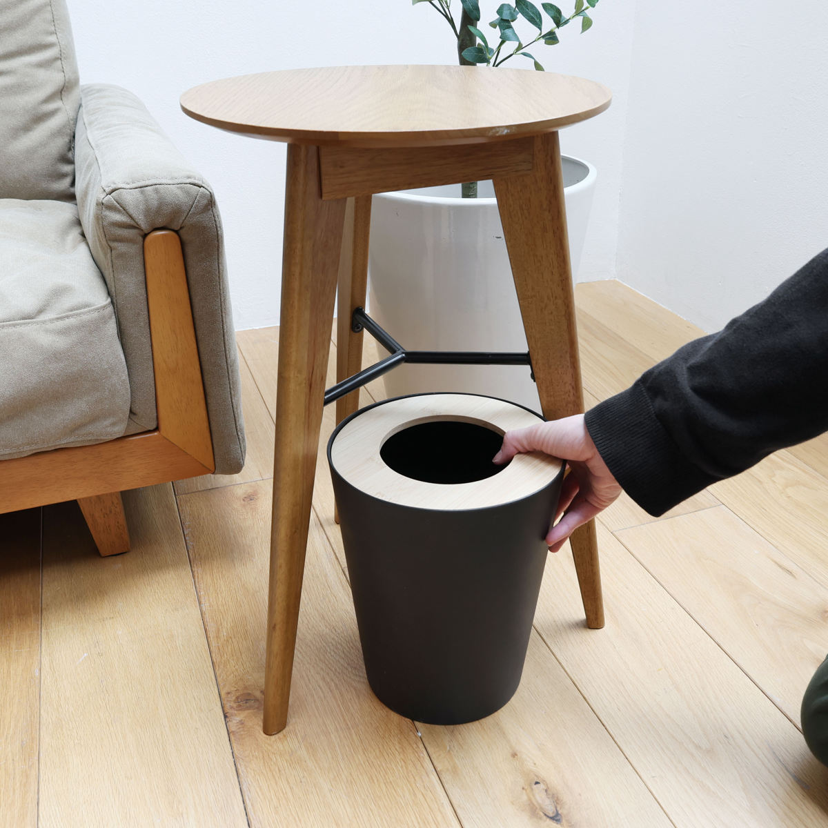 サイドテーブル 円型 直径38cm 高さ59cm ソフトヴィンテージ風 Rasic