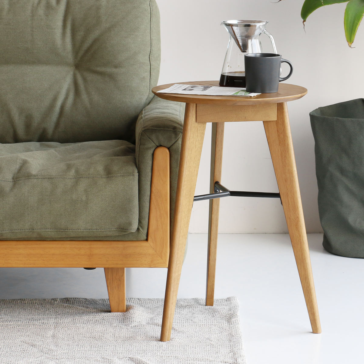 サイドテーブル 円型 直径38cm 高さ59cm ソフトヴィンテージ風 Rasic