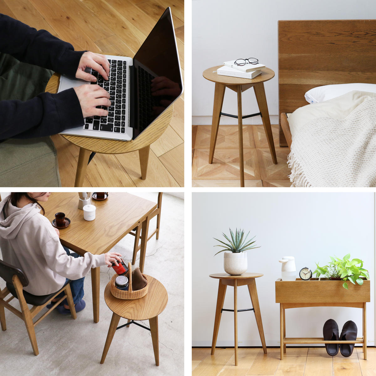 サイドテーブル 円型 直径38cm 高さ59cm ソフトヴィンテージ風 Rasic