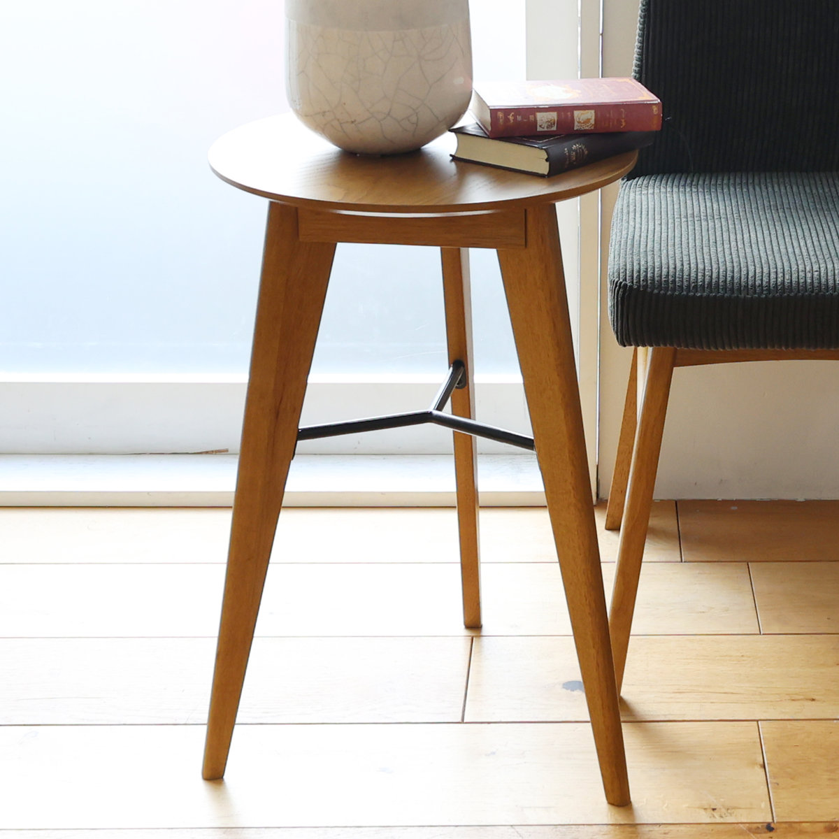 サイドテーブル 円型 直径38cm 高さ59cm ソフトヴィンテージ風 Rasic