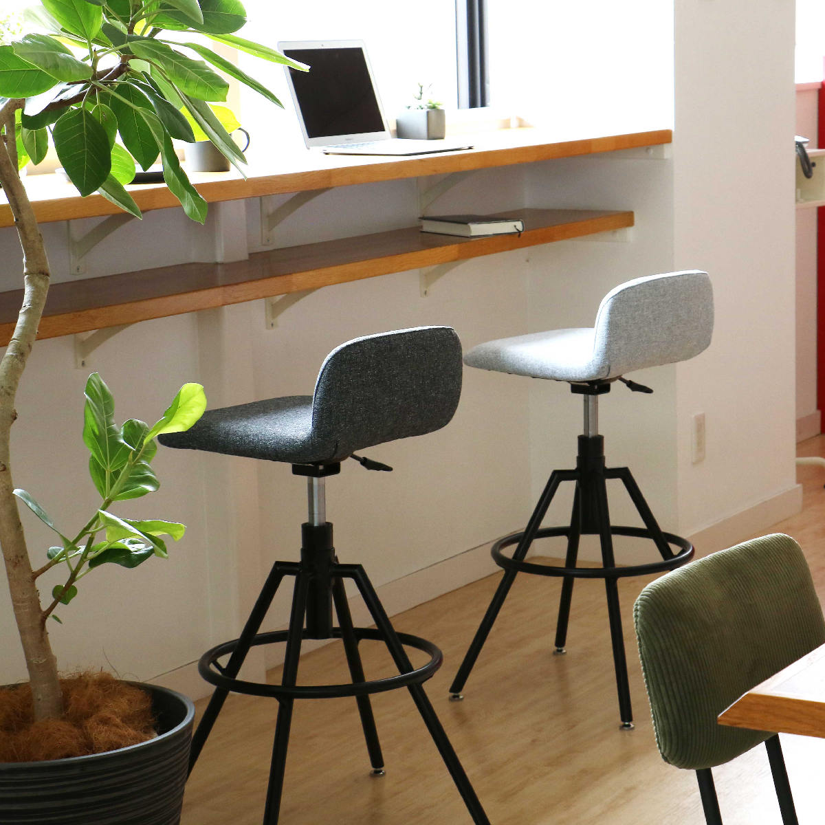 カウンターチェア 座面高62.5〜70.5cm 昇降式 ハイチェア High Stool aven （ 回転 バーチェア ハイタイプ キッチン チェア 椅子 座面 ファブリック ）_19