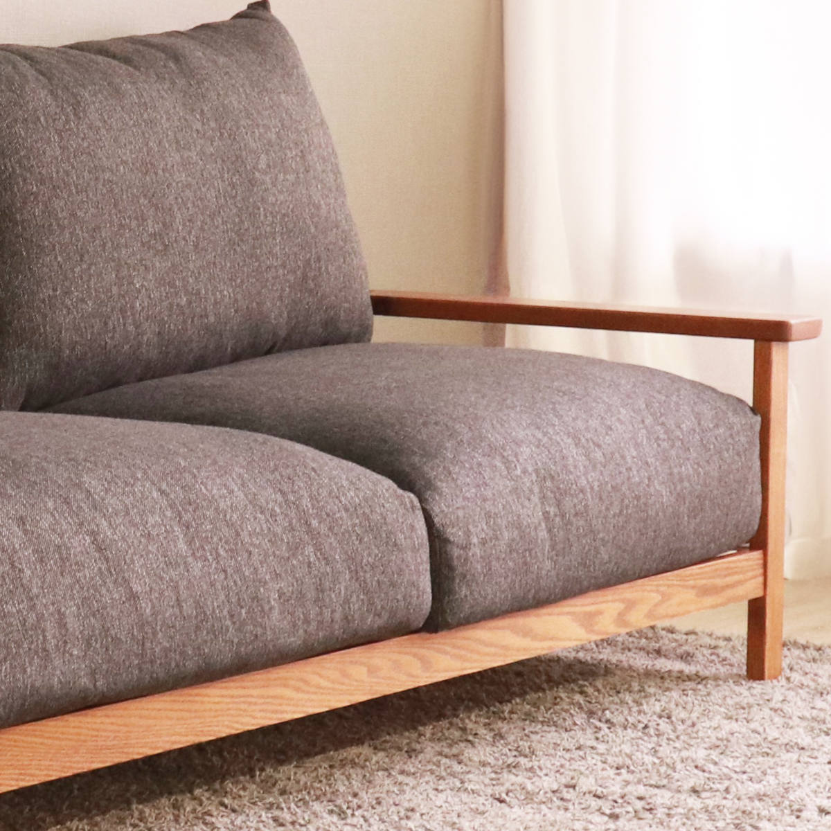 ソファ 3人掛け 幅188cm リビングソファ ハイム （ ローバック 天然木