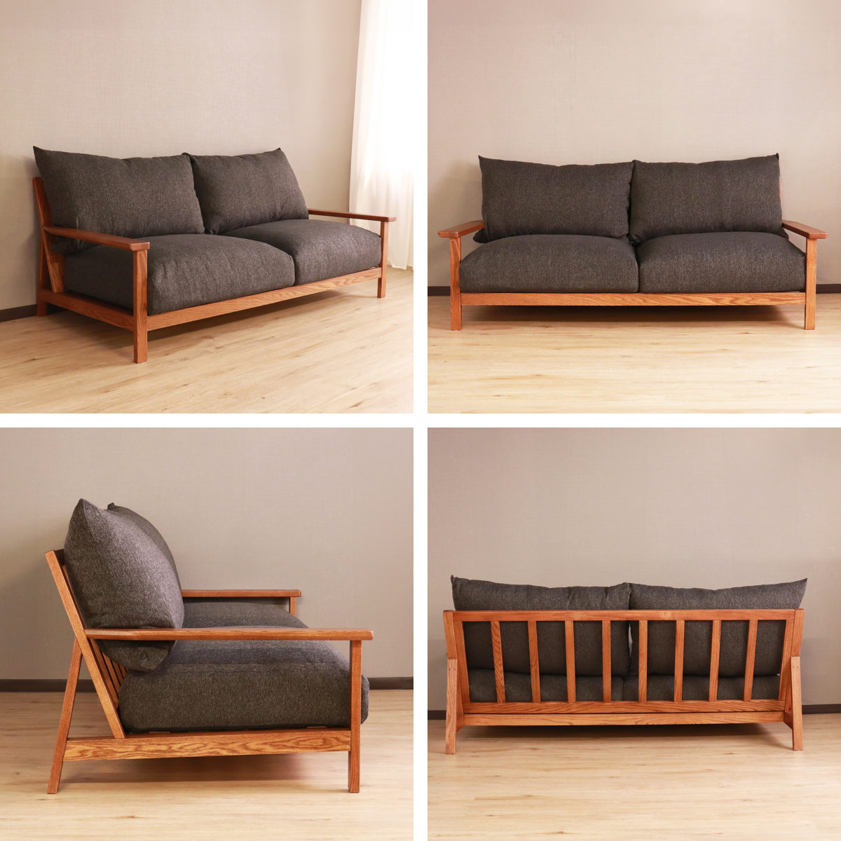 ソファ 3人掛け 幅188cm リビングソファ ハイム （ ローバック 天然木