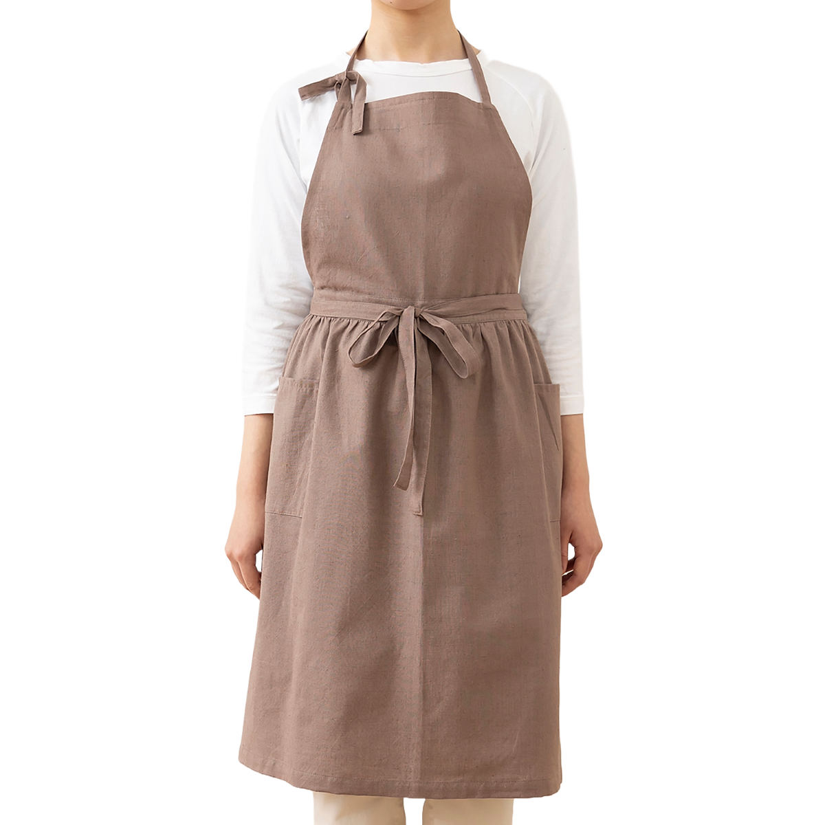 エプロン atelier Nuuit 綿麻ウエストギャザーエプロン （ キッチン