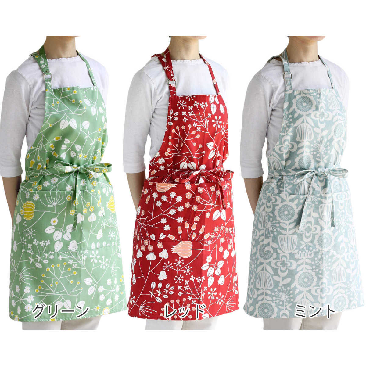 エプロン atelier Nuuit フラワ―プリント ショートエプロン