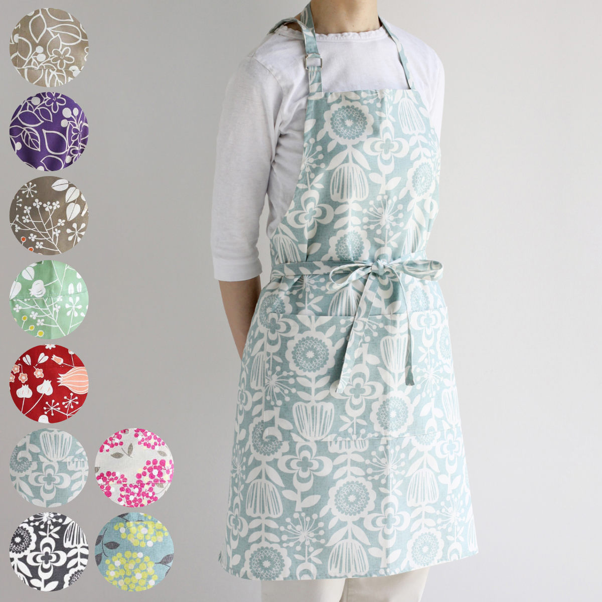 エプロン atelier Nuuit フラワ―プリント ショートエプロン