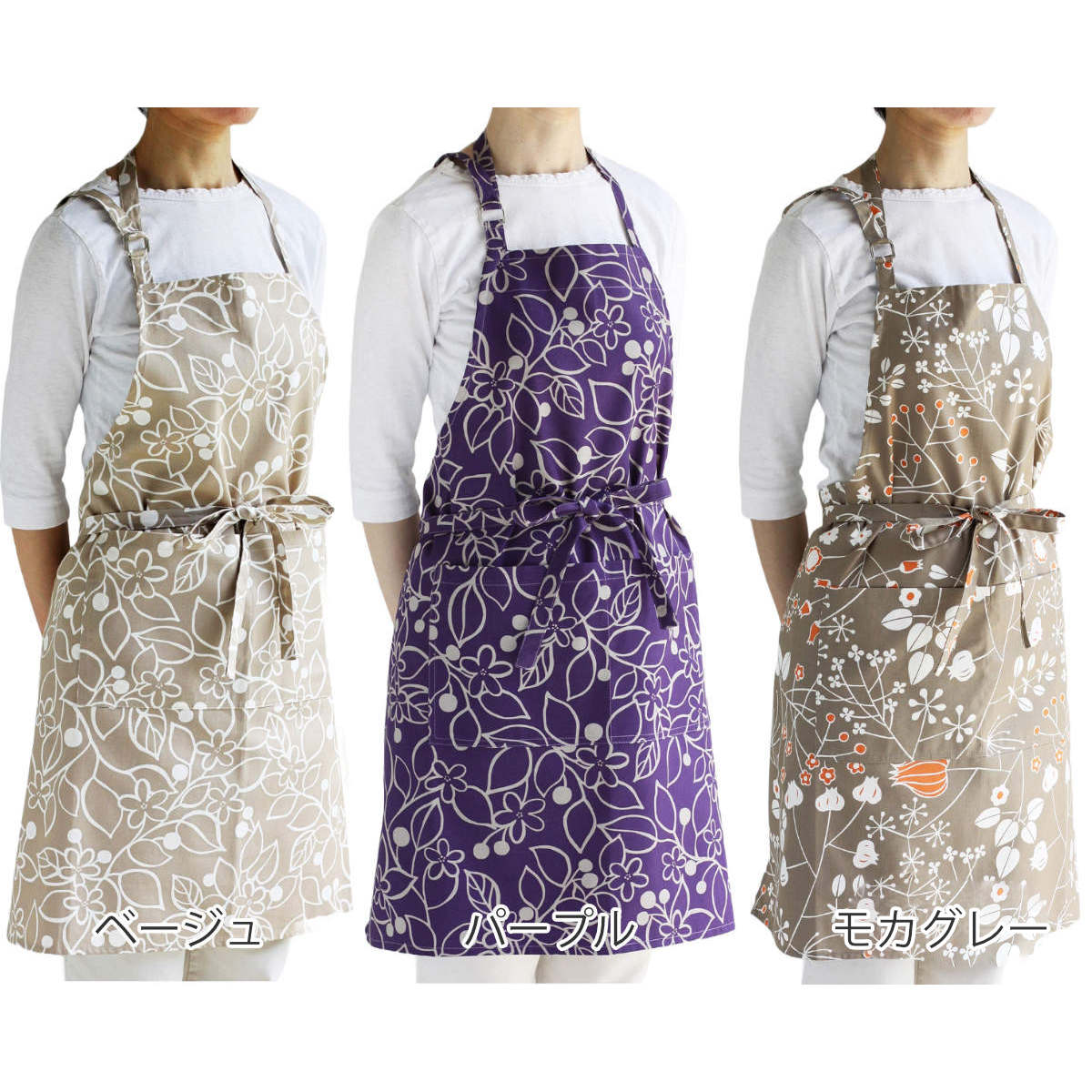 エプロン atelier Nuuit フラワ―プリント ショートエプロン