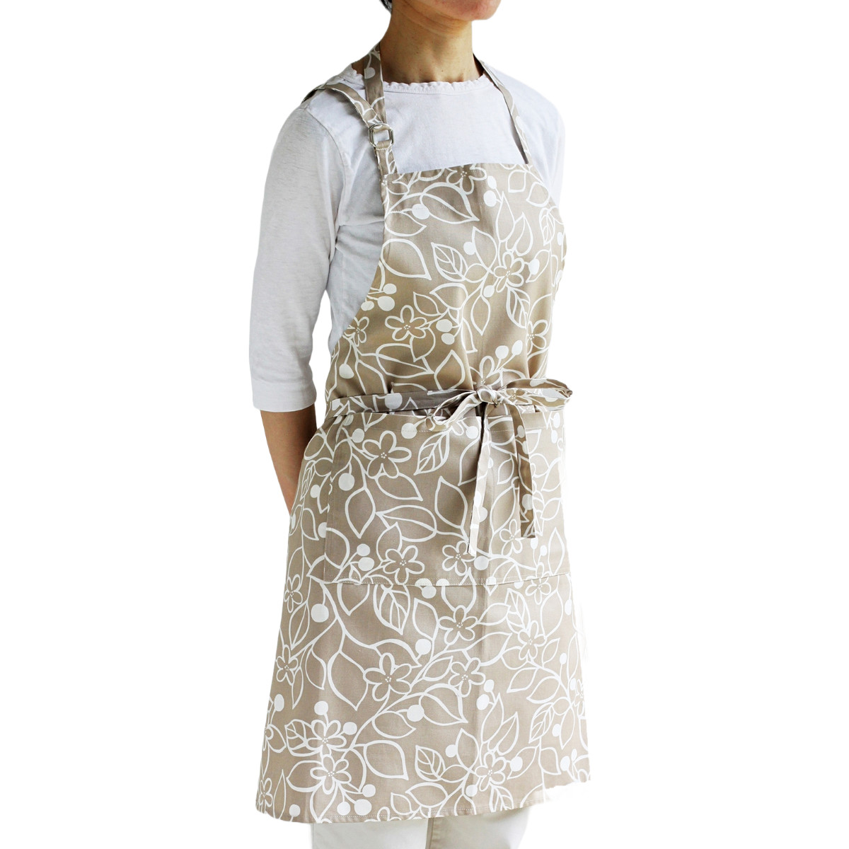 エプロン atelier Nuuit フラワ―プリント ショートエプロン