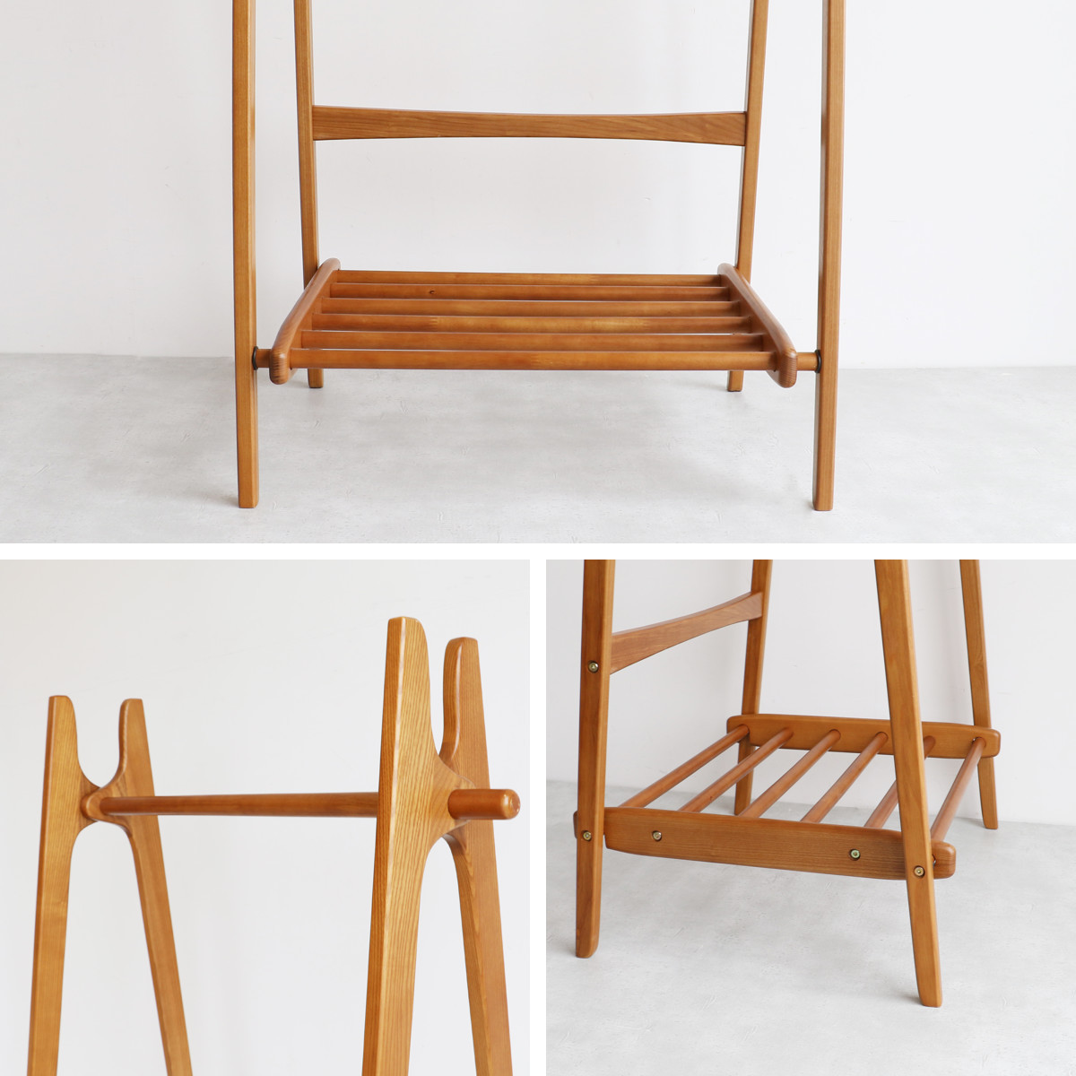 ハンガーラック 幅77cm 折り畳める 天然木 （ ハンガー ラック