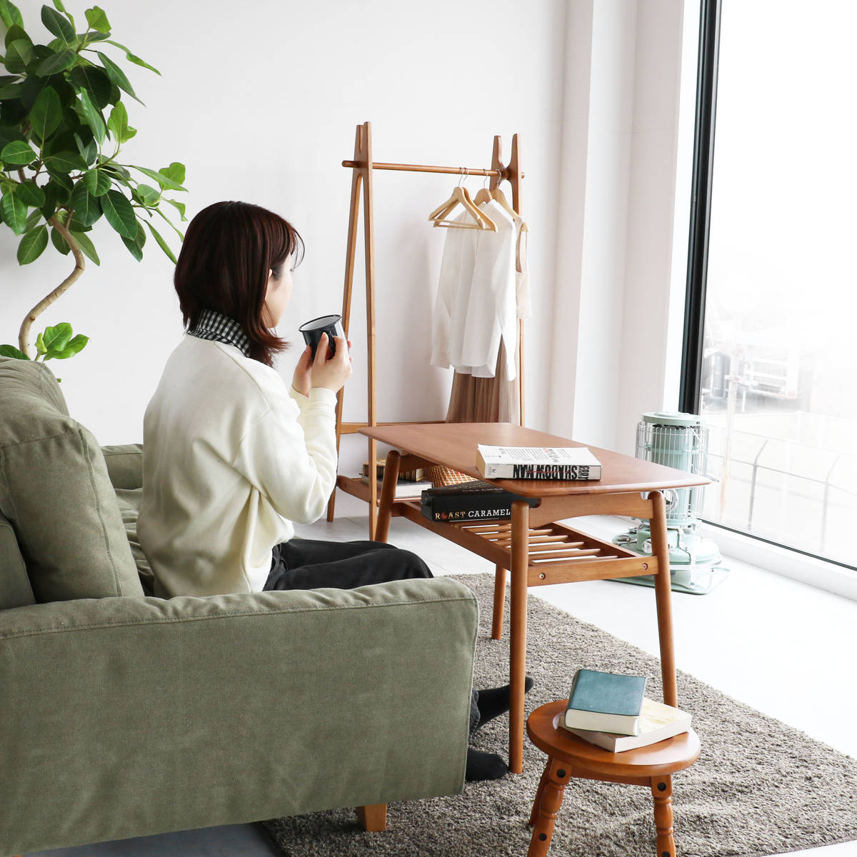 ハンガーラック 幅77cm 折り畳める 天然木 （ ハンガー ラック