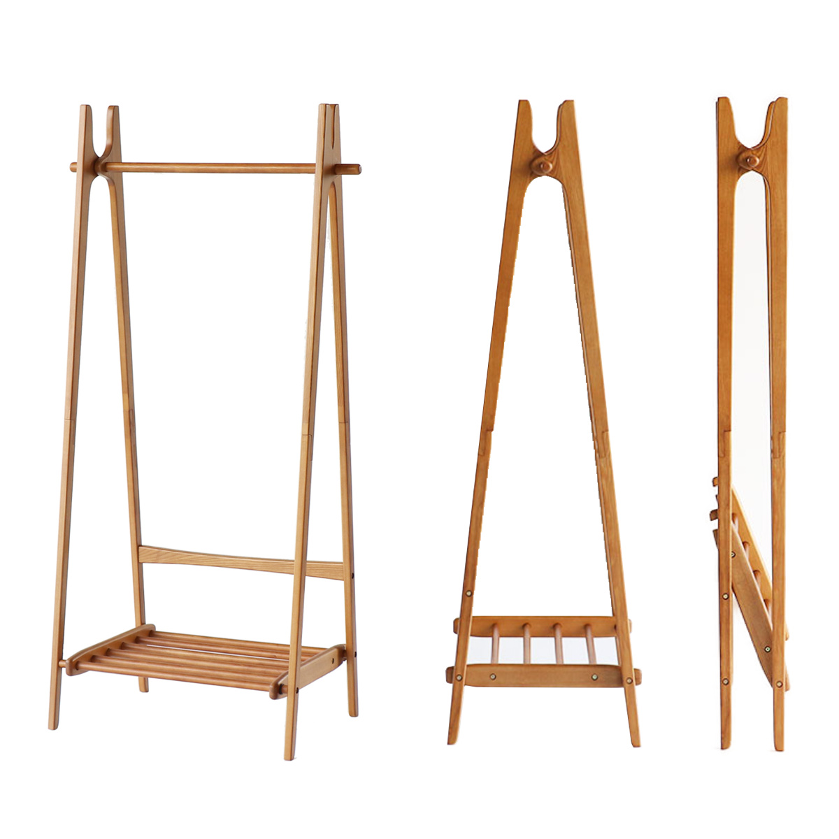 ハンガーラック 幅77cm 折り畳める 天然木 （ ハンガー ラック