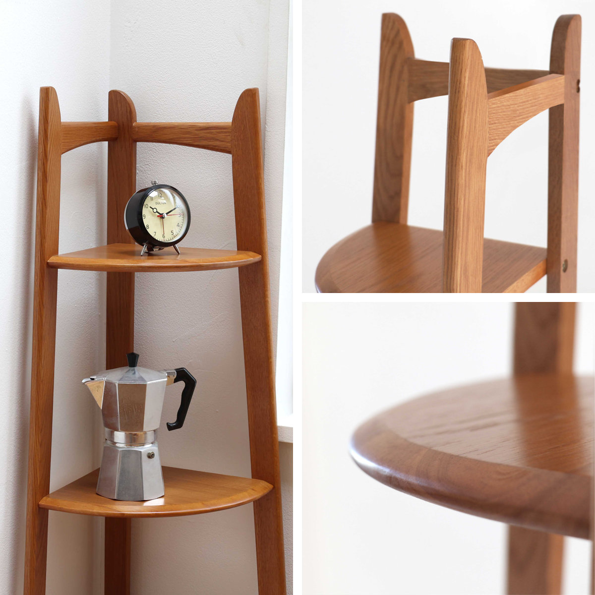 コーナーラック 幅35cm 4段 天然木 OAKER （ シェルフ 棚 コーナー