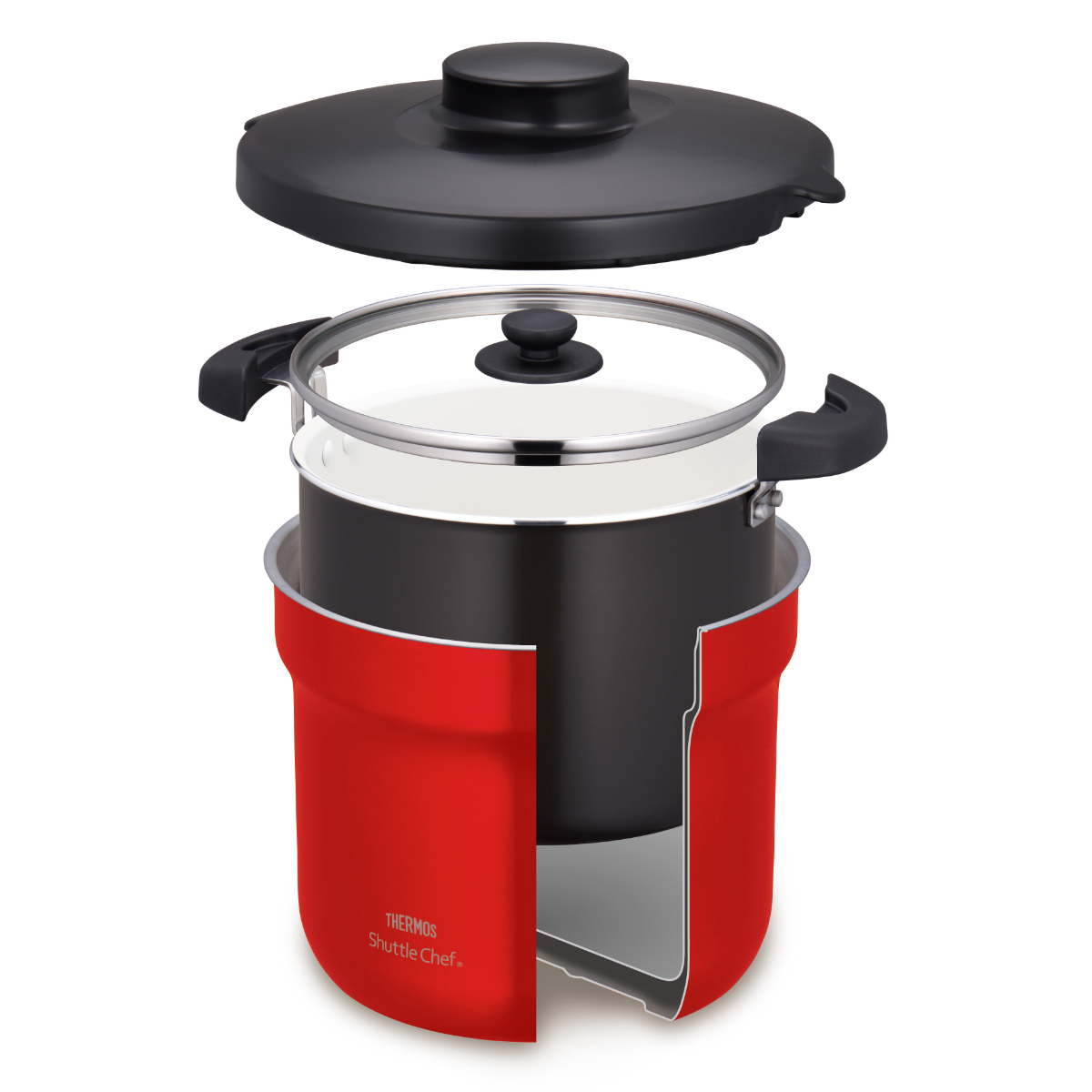 【新品】THERMOS Shuttle Chef 保温調理鍋 赤 THERMOS（サーモス） 真空保温調理器 4.3L IH対応 シャトルシェフ 保温