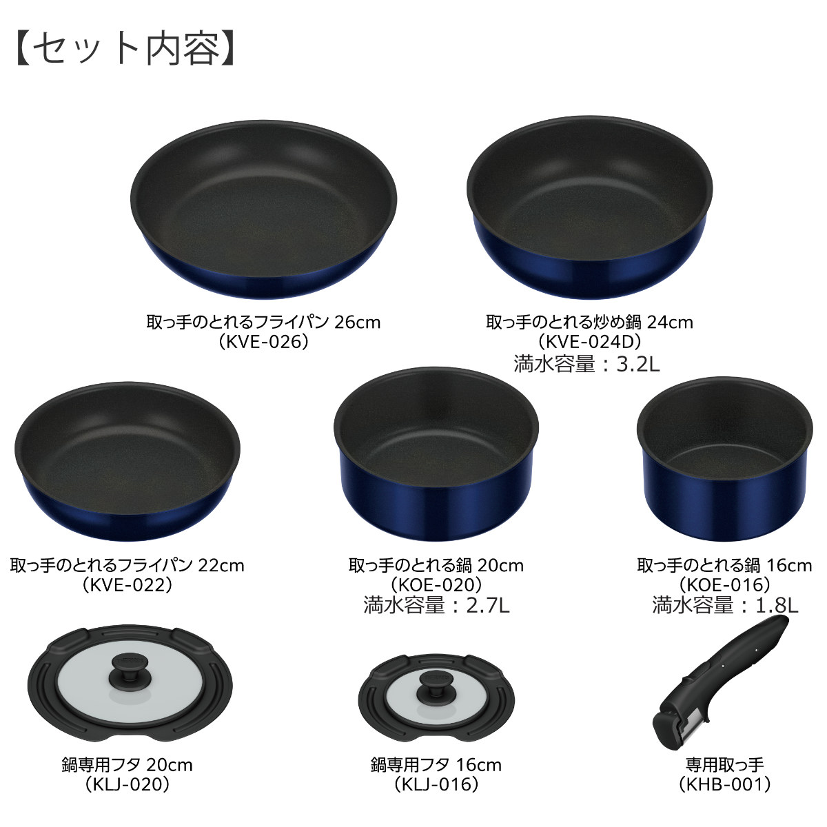THERMOS（サーモス） 取っ手のとれるフライパン8点セット ガス火専用