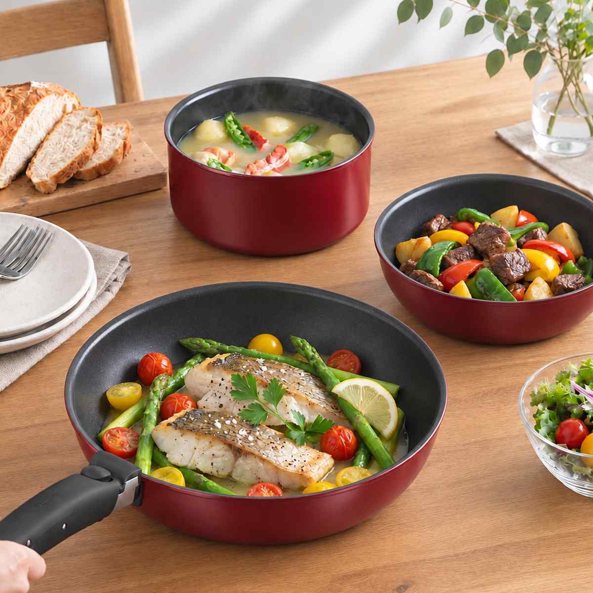 THERMOS（サーモス） 取っ手のとれるフライパン 28cm IH対応 デュラ