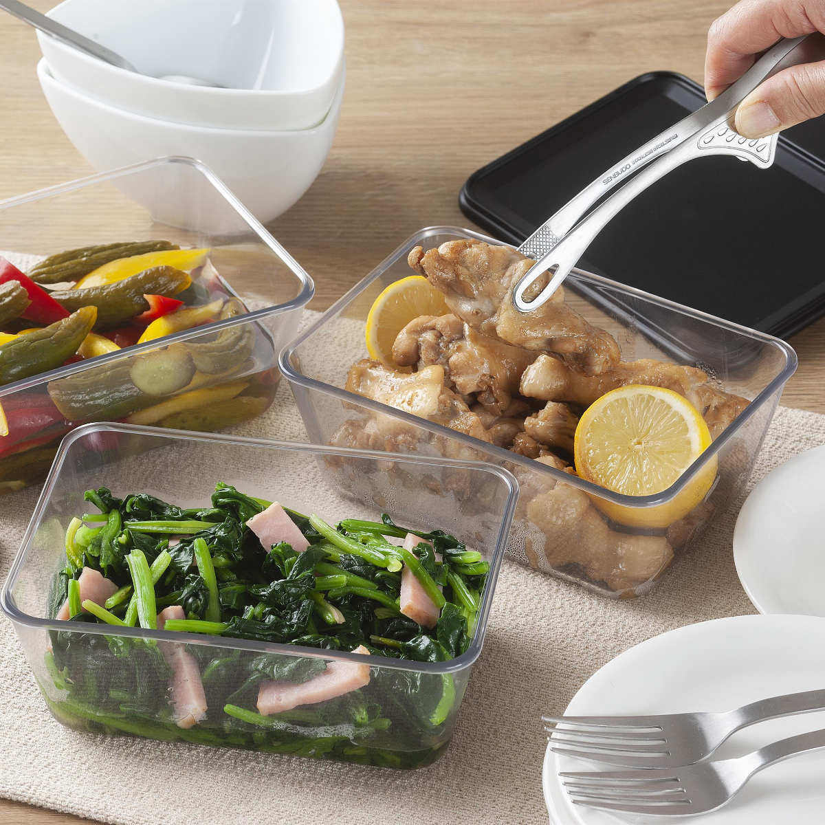 下村企販 耐熱クリアバット＆ザル 9点セット 蓋付き 日本製 （ 食洗機