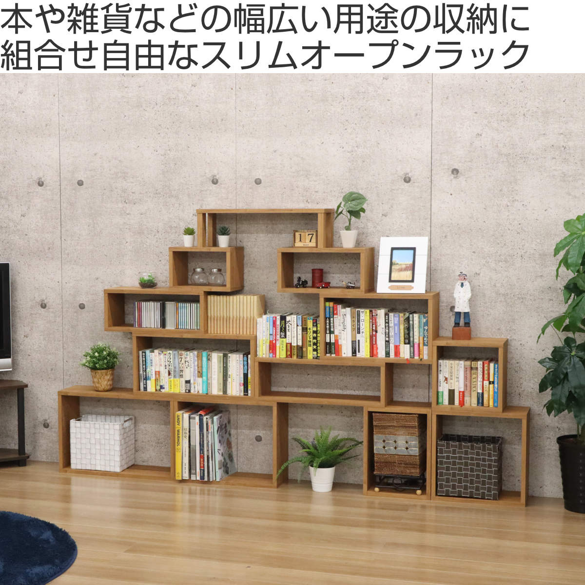 オープンラックシステム スリムタイプ 幅50×奥行20×高さ30cm 組合せ自由 工具不要 （ ラック 棚 オープンラック 収納 組み合わせ 簡単 ） | エイ・アイ・エス | 01