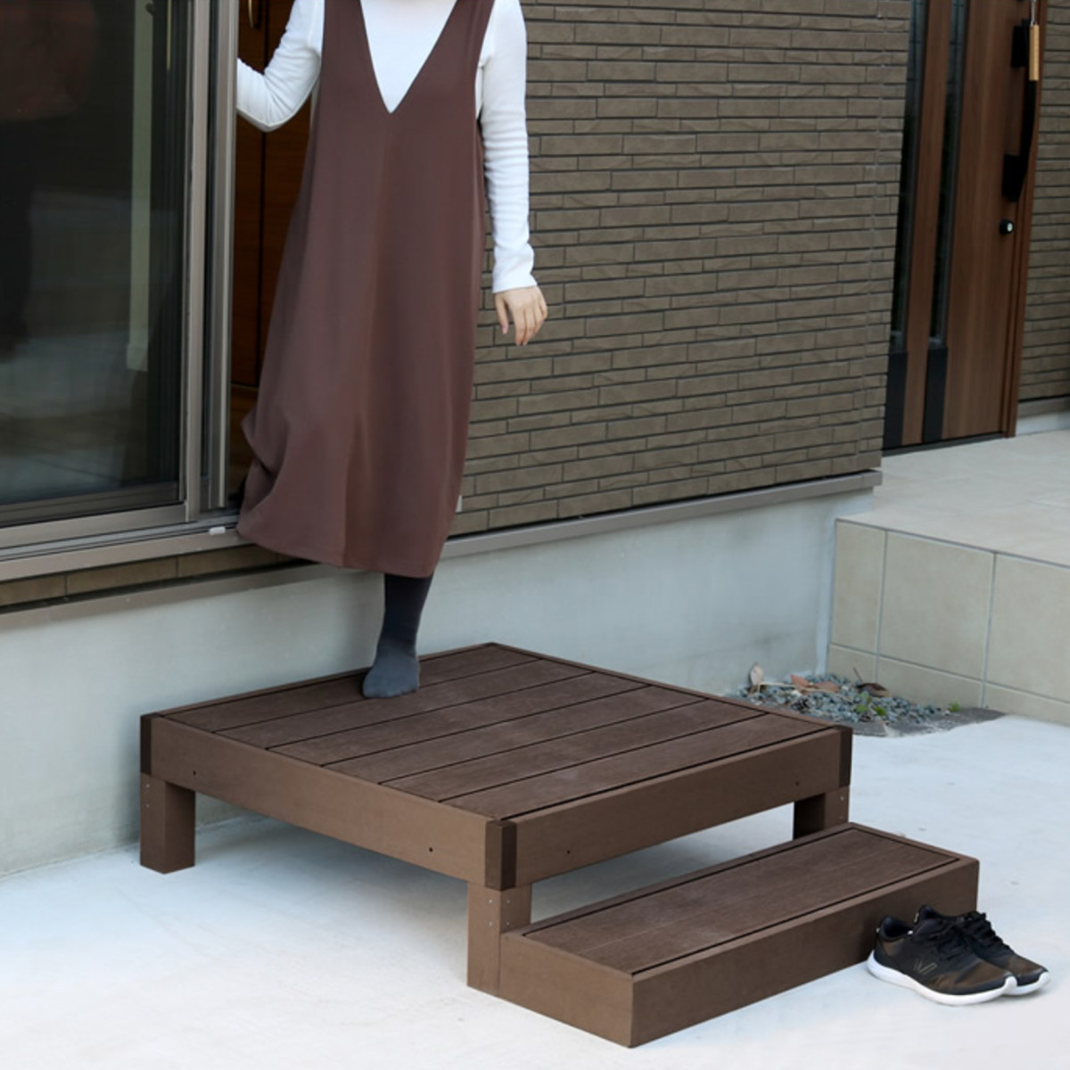 人工木ウッドデッキ ecofeel エコフィール 1台 ステップ・フェンス