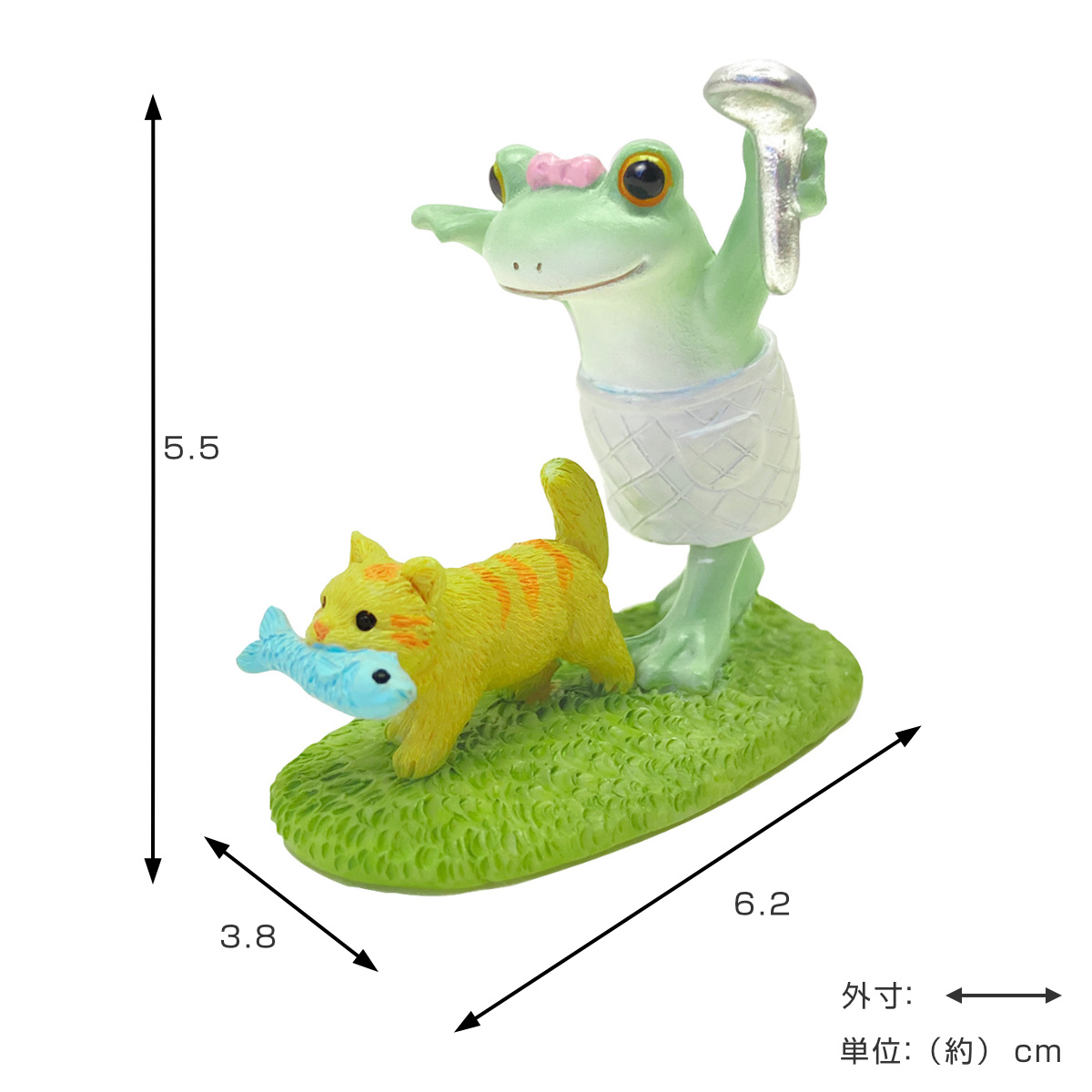 コポー お魚くわえたのらねこ カエル 置物 （ Copeau 置き物