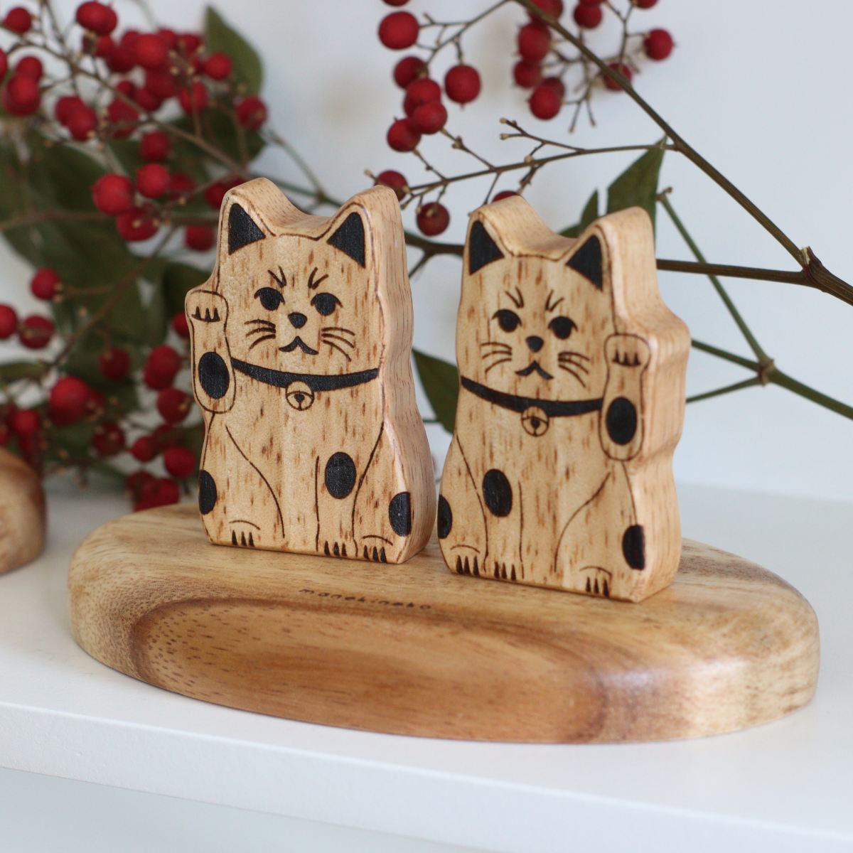 Creer オブジェ ナインマーケ ウッドオブジェ だるま 招き猫 （ 置き物