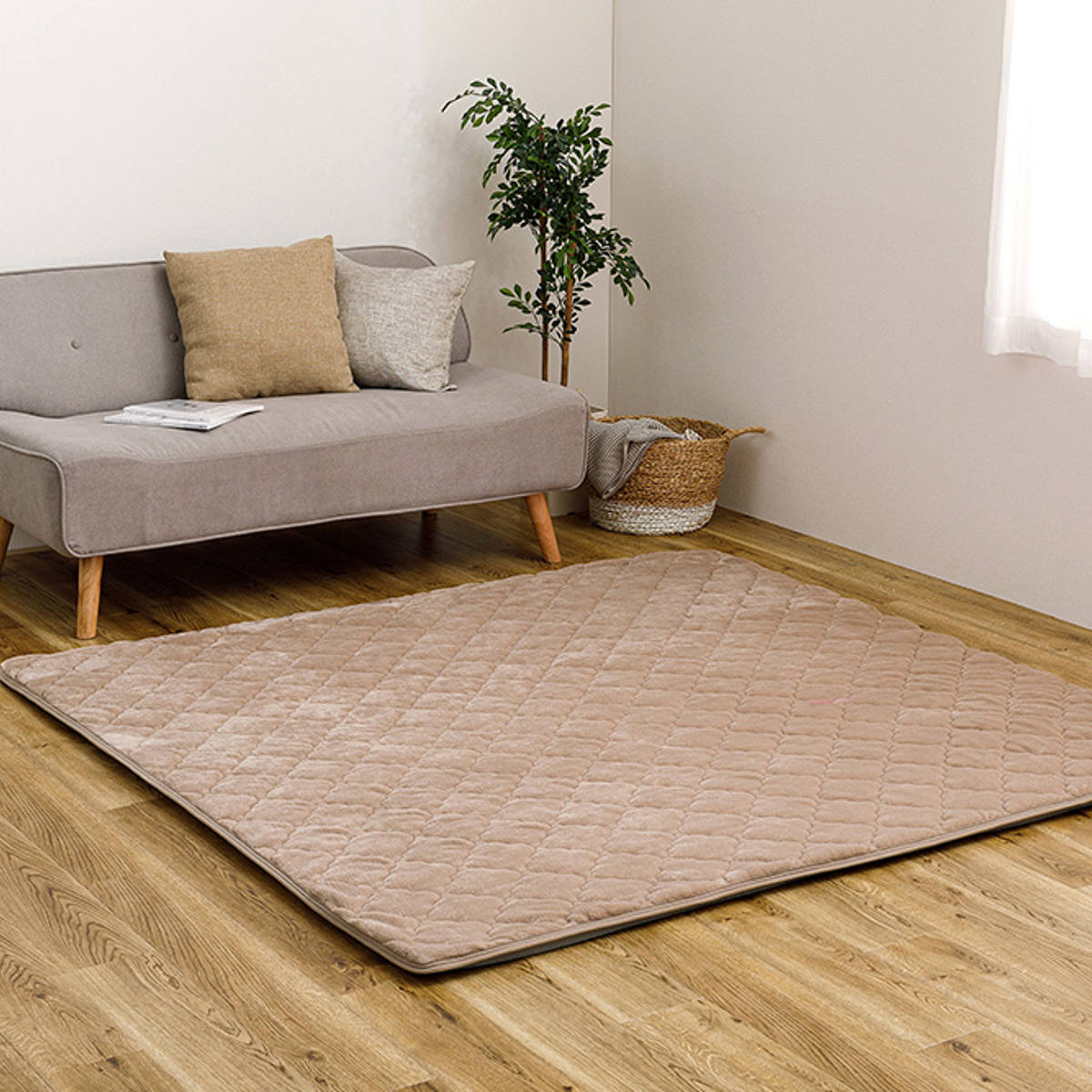 ラグ アンダーラグ セット ピターら 185×185cm メレンゲタッチ 下敷きラグ 2畳用 （ マット ラグマット カーペット 正方形 ズレない 床暖対応 ） | HAGiHARA | 15