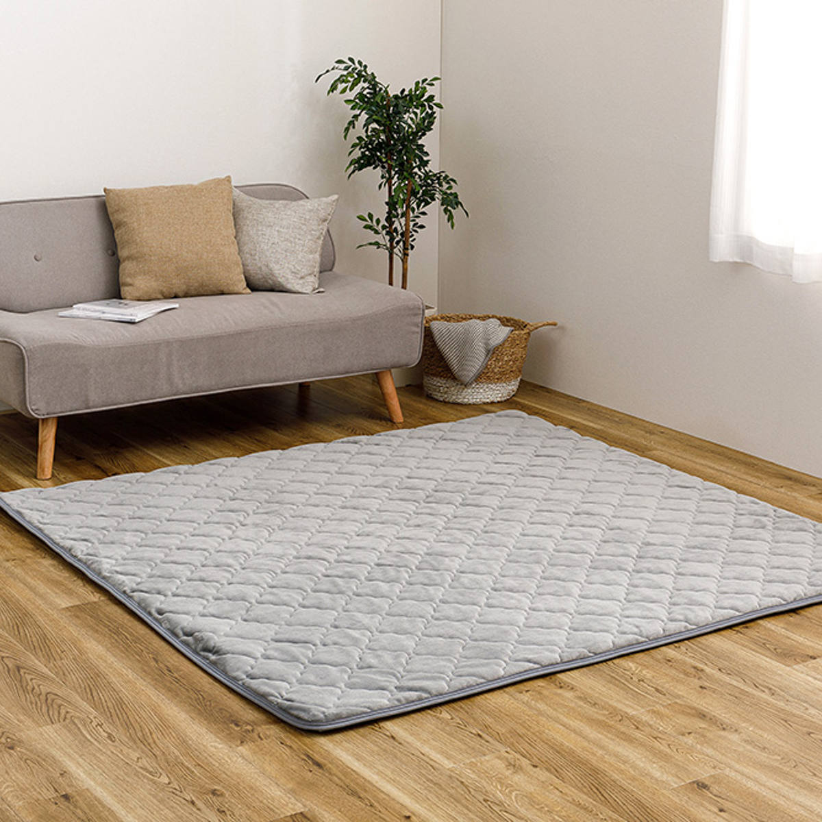 ラグ アンダーラグ セット ピターら 185×185cm メレンゲタッチ 下敷きラグ 2畳用 （ マット ラグマット カーペット 正方形 ズレない 床暖対応 ） | HAGiHARA | 16