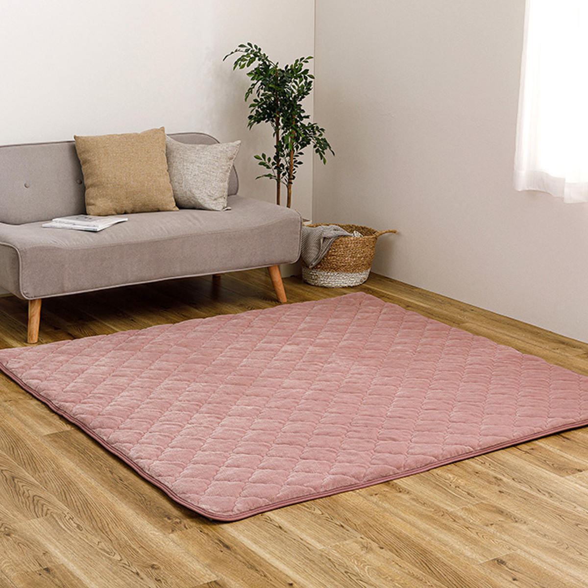 ラグ アンダーラグ セット ピターら 185×185cm メレンゲタッチ 下敷きラグ 2畳用 （ マット ラグマット カーペット 正方形 ズレない 床暖対応 ） | HAGiHARA | 18