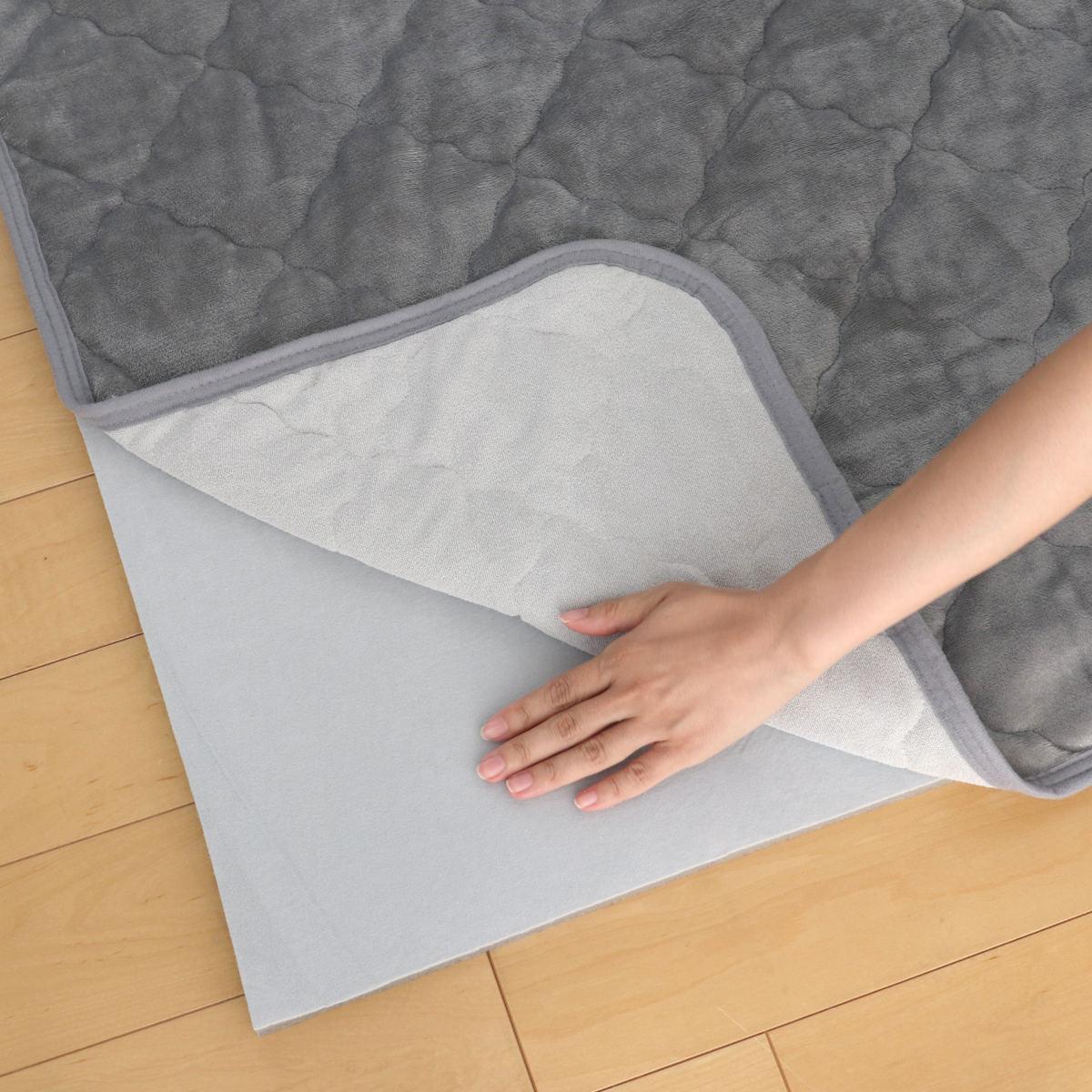 ラグ アンダーラグ セット ピターら 185×185cm メレンゲタッチ 下敷きラグ 2畳用 （ マット ラグマット カーペット 正方形 ズレない 床暖対応 ） | HAGiHARA | 10