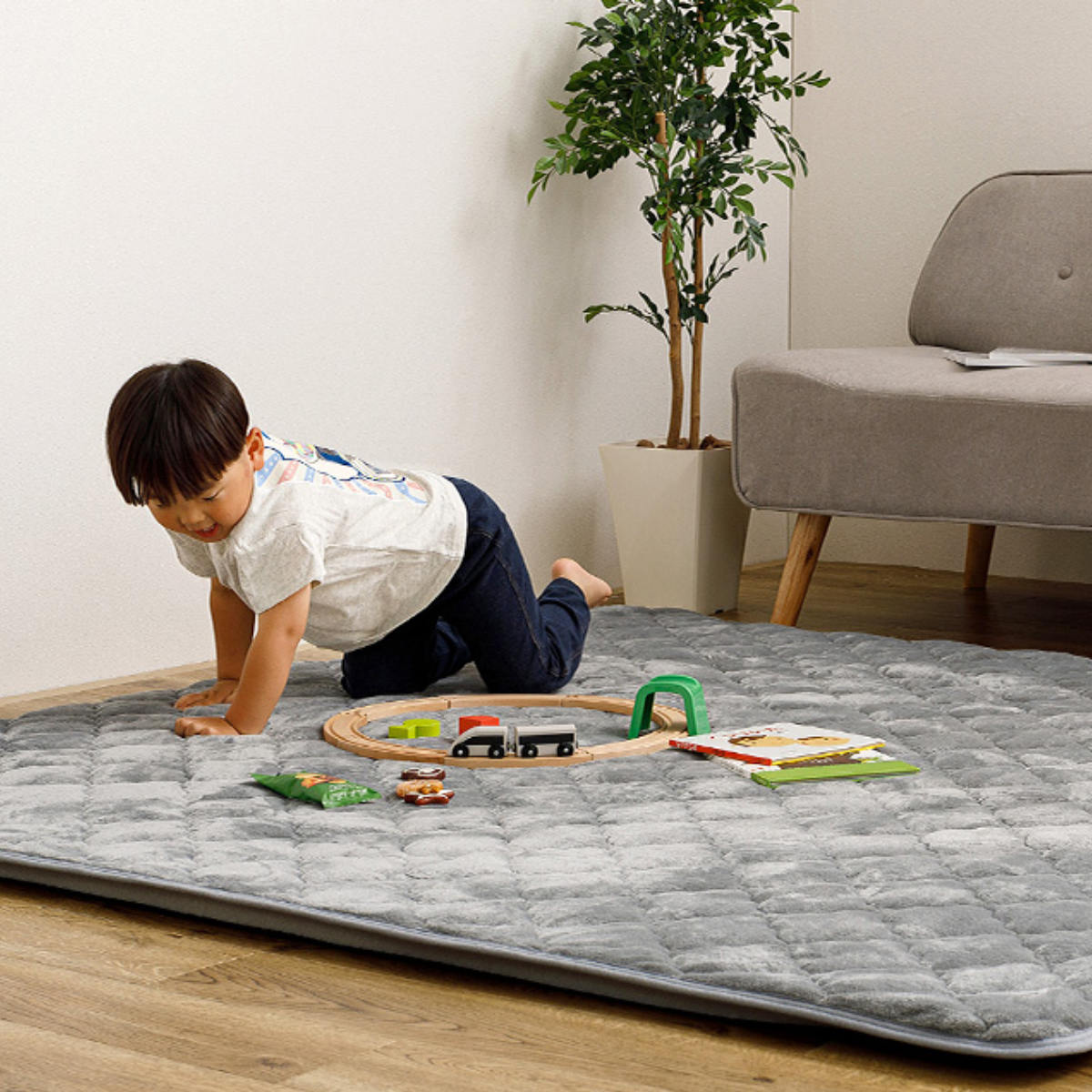 ラグ アンダーラグ セット ピターら 185×185cm メレンゲタッチ 下敷きラグ 2畳用 （ マット ラグマット カーペット 正方形 ズレない 床暖対応 ） | HAGiHARA | 12