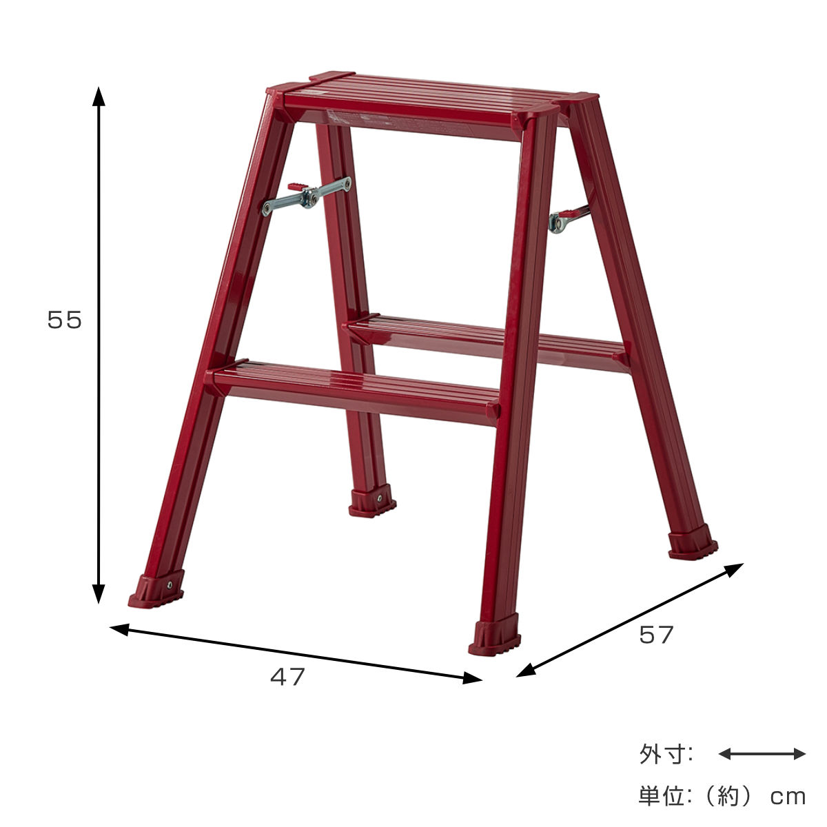 脚立 アルミ製 踏み台 2段 ガレージ 雑貨 ...の詳細画像2