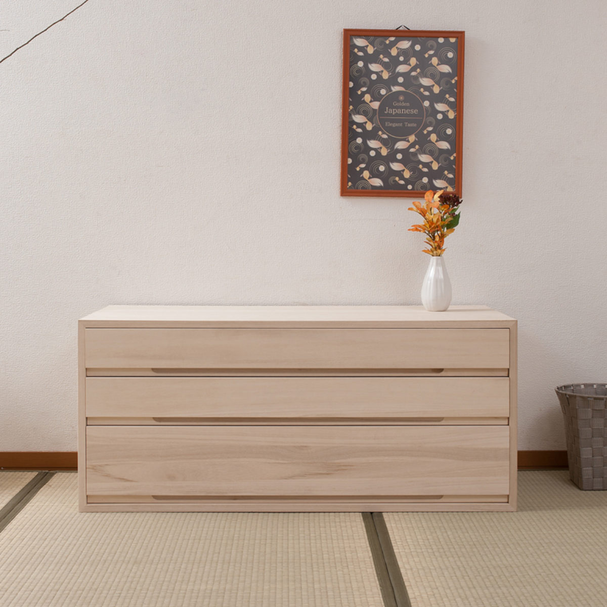 桐タンス 幅100.5cm 3段 組み合わせ 白木 無塗装 （ 桐 たんす 収納 木