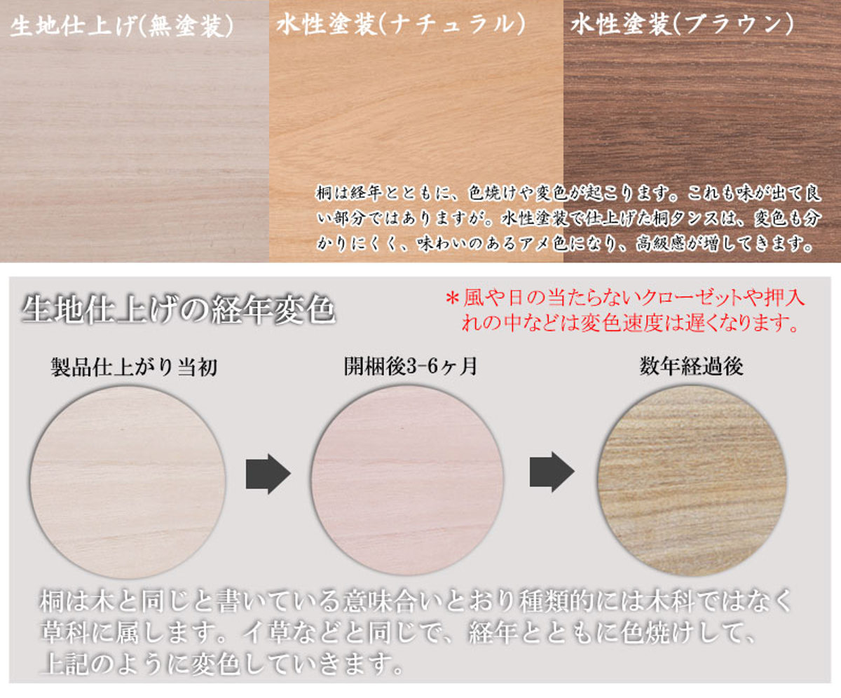 桐タンス 幅100.5cm 3段 組み合わせ 白木 無塗装 （ 桐 たんす 収納 木